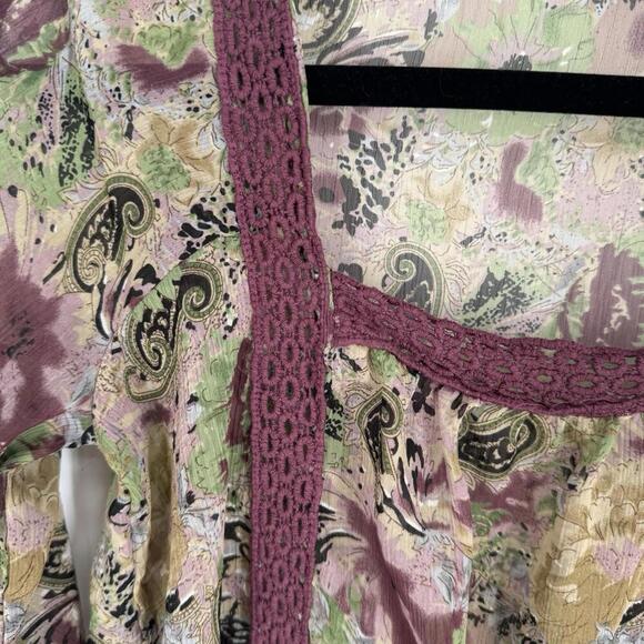 Vintage 90s y2k top shirt blouse floral lace sheer renaissance festival cottage - Picture 2 of 5